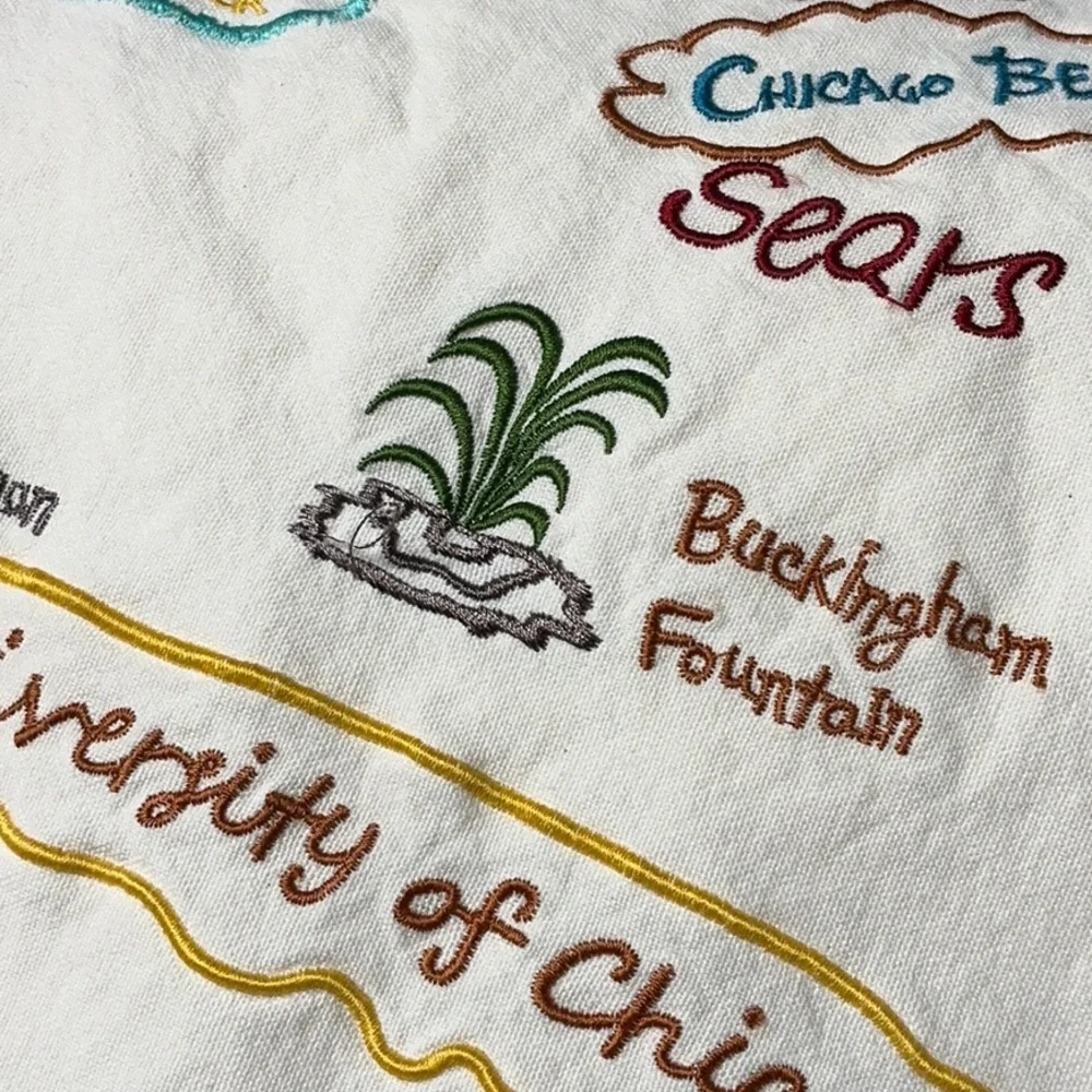Chicago Embroidered Throw Pillow Cover